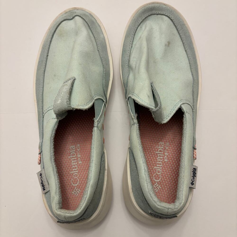 Columbia PFG Womens 8 Seafoam Green Slip On Fishing Boat Shoes BL9020-329